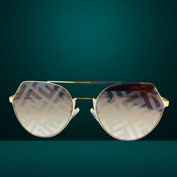 Fendi-Inspired Elegant Gold-Leg Sunglasses with Printed Lenses | By WristWonderspro®