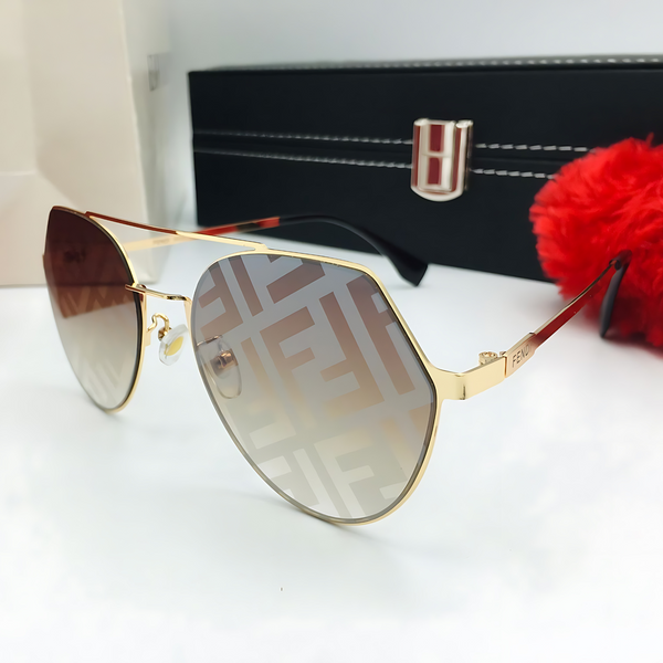 Fendi-Inspired Elegant Gold-Leg Sunglasses with Printed Lenses | By WristWonderspro®