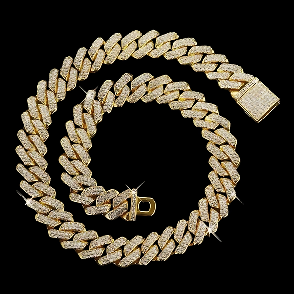 Gold Plated Cuban Link Bracelet - Iced Out Chain for Men | Premium Quality Jewelry by WristWondersPro®