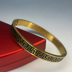 Greek Key Pattern Gold-Plated Bracelet for Men | WristWondersPro® - Timeless Elegance in Every Detail