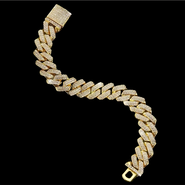 Gold Plated Cuban Link Bracelet - Iced Out Chain for Men | Premium Quality Jewelry by WristWondersPro®